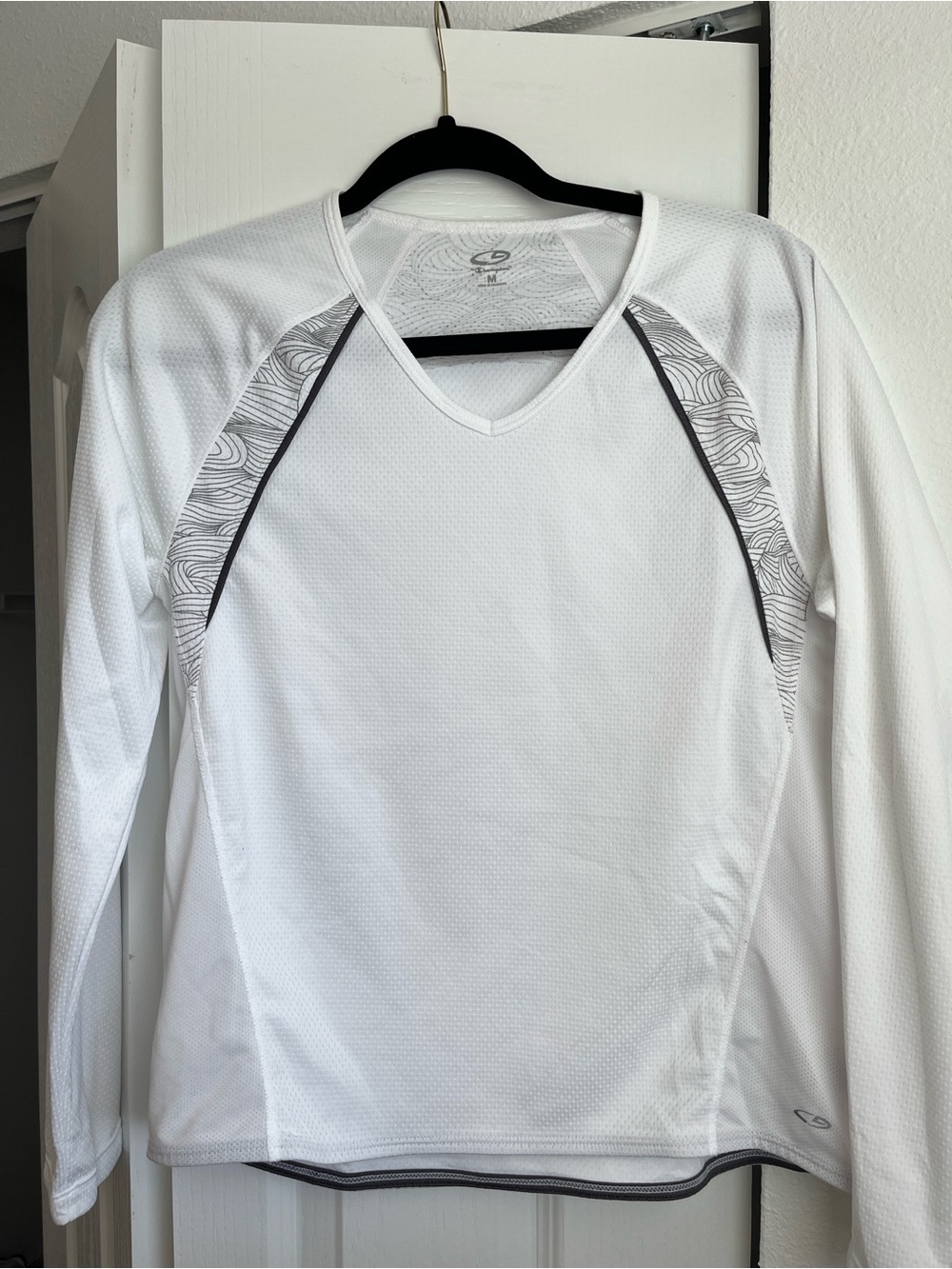 Champion White Longsleeve Athletic Top